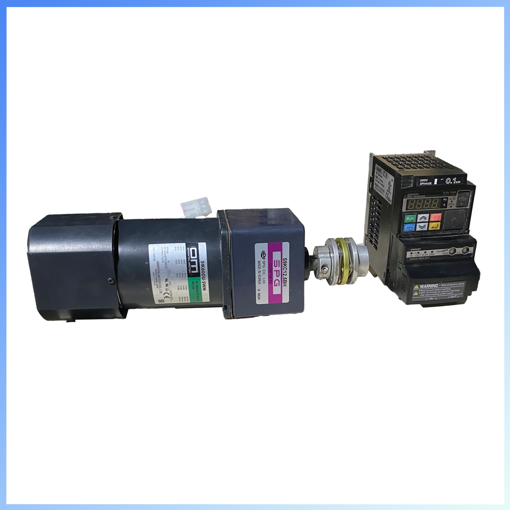 3G3MX2-A2001-V1 + 3G3AX-MX2-ECT + OM 3ph 60 W magnetic brake motor  + SPG 12.5:1 Gearhead combo