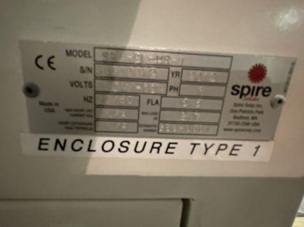 Electroluminescence Solar Module Tester Spire 2,15 m (86 in.) Model SPI-EL-HR-I
