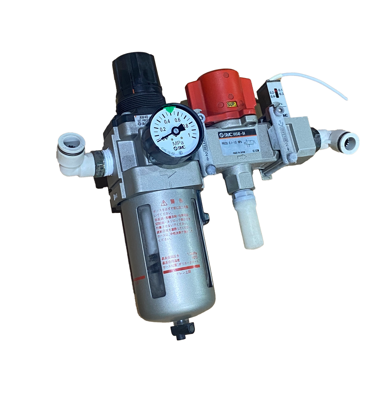 SMC Air Preparation Circuit: filter/regulator, relief valve and pressure switch